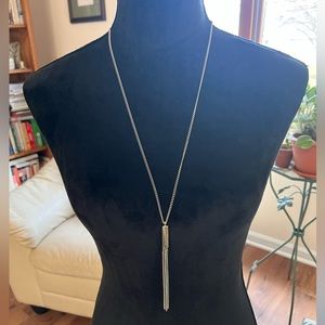 Silvertone chain Y tassel necklace
